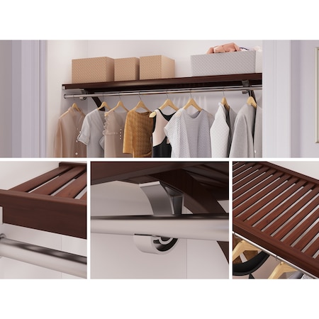 John Louis Home Solid Wood 16in. Deep 6ft. Shelf with Bar Kit Espresso JLH-577-B